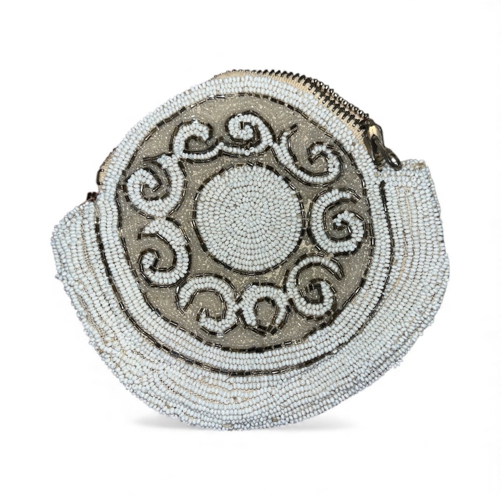 1930’s Vtg  Beaded Belt Finger Loop Zip Made In France Evening Bag Purse